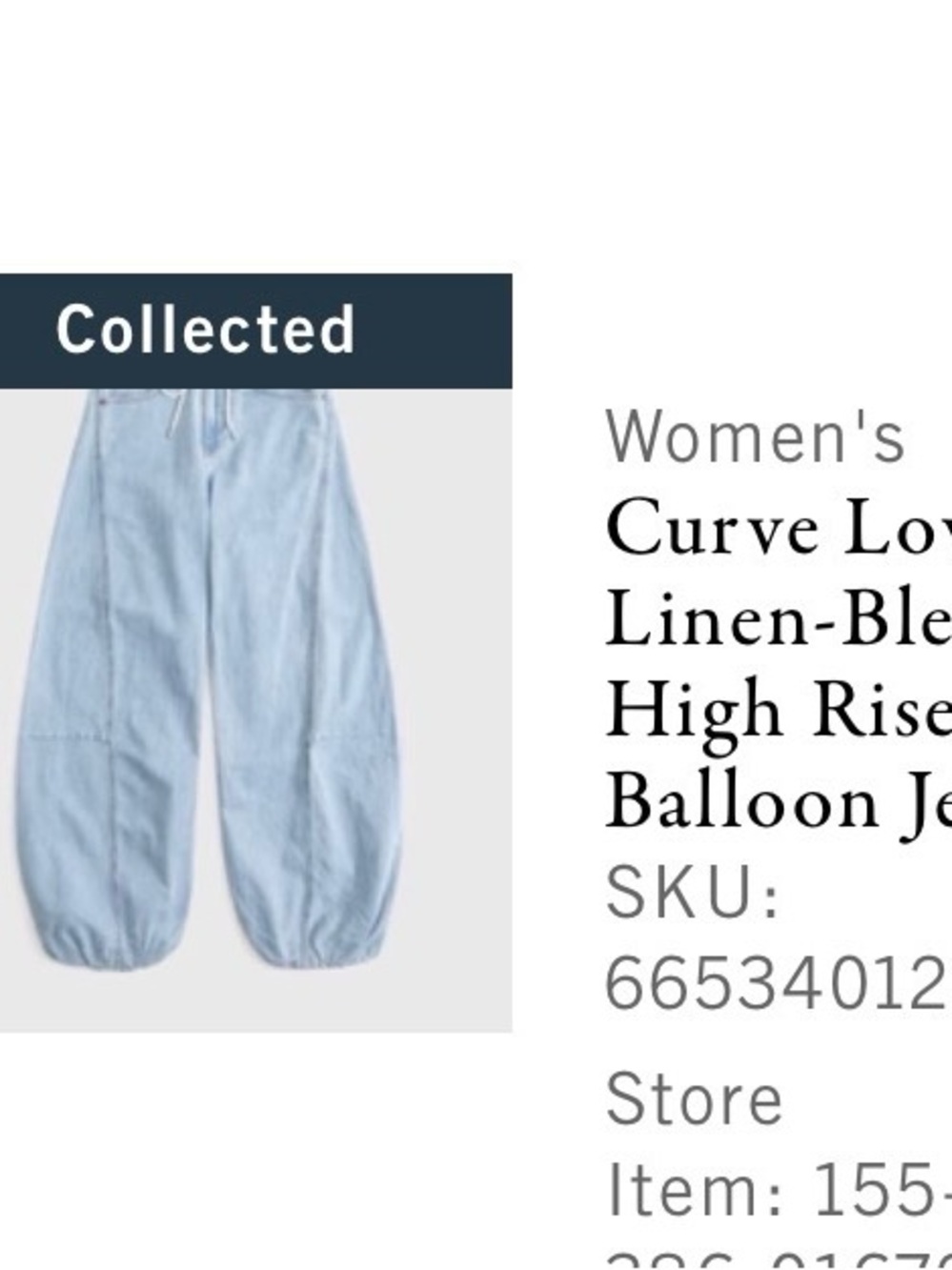 Abercrombie & Fitch Curve Love Light Wash Linen-Blend High Rise Balloon Jeans
